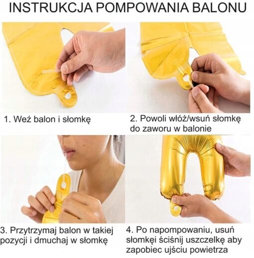 Balon foliowy cyfra 4 złoty 1 sztuka - obrazek 3