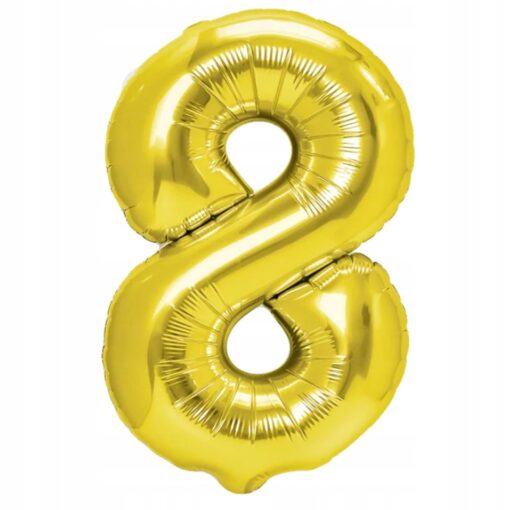 BALONY CYFRY 18 NA URODZINY OSIEMNASTKE ZŁOTY DUŻY - obrazek 3