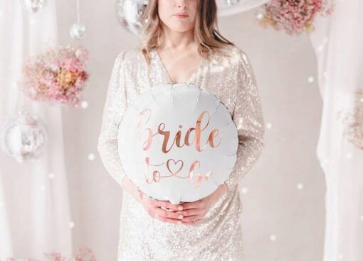 Balon okrągły biały Bride to be dekoracja wieczór panieński rose gold - obrazek 2
