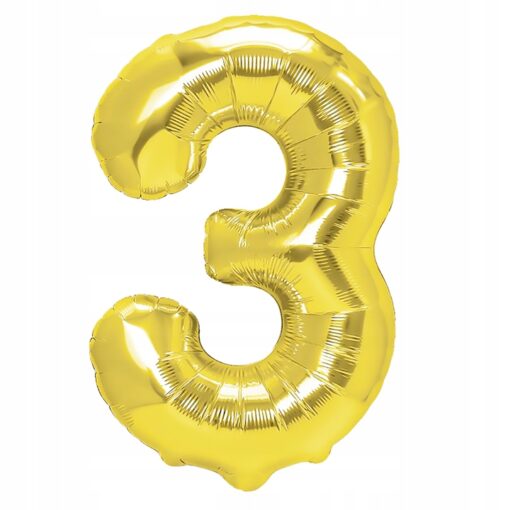 BALON FOLIOWY ZŁOTY 3 TRZY 70 CM