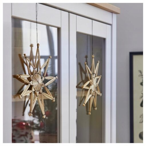 IKEA VINTERFINT DEKORACJE WISZĄCE ZE SŁOMY - GWIAZDA 2 SZT. - obrazek 2