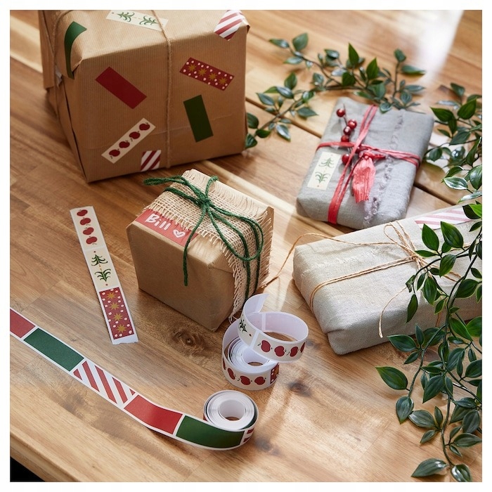PAPIER DO PAKOWANIA PREZENTÓW ŚWIĄTECZNY ZESTAW 3 szt. + taśma + etykiety - obrazek 3