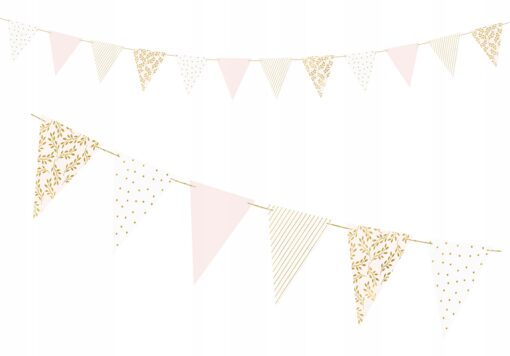 BANER GIRLANDA FLAGI JASNY KOLOR RÓŻ OZDOBA WESELE BABY SHOWER URODZINY