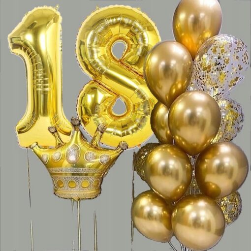 DUŻY ZŁOTY BALON 80 cm CYFRA 8 OSIEM URODZINY - obrazek 3