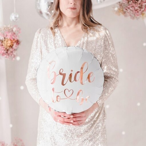 Balon okrągły biały Bride to be dekoracja wieczór panieński rose gold - obrazek 4