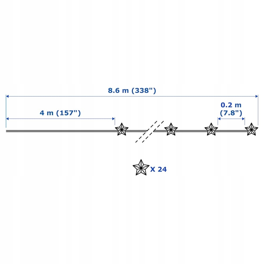 IKEA STRALA GIRLANDA LED - 24 LAMPKI GWIAZDKI MIGOCZĄCE - W KOLORZE ZŁOTYM - obrazek 2