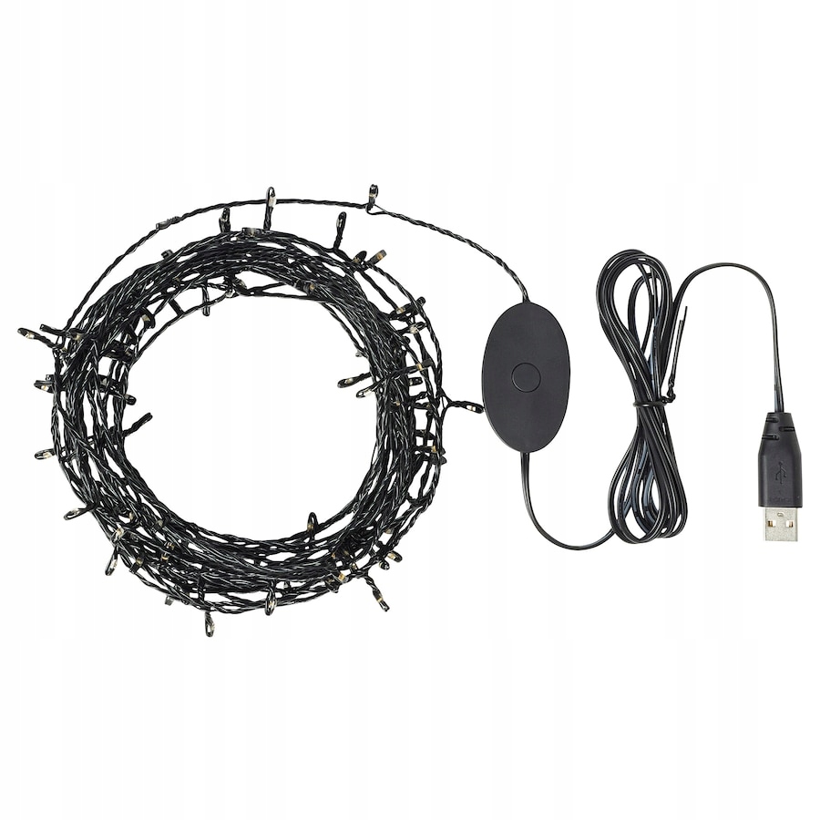 IKEA STRALA ŁAŃCUCH OŚWIETLENIOWY CZARNY - 100 LAMPEK