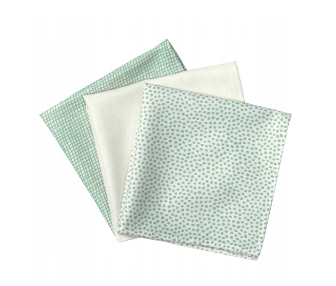 IKEA KLAMMIG Ręcznik ściereczki zielony/biały 3szt