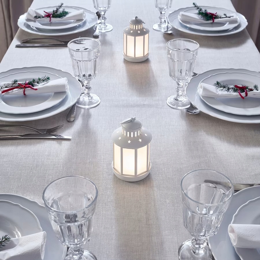 IKEA STRALA Ozdoba stołowa LED na baterie - Latarenka biała 13 cm - obrazek 3