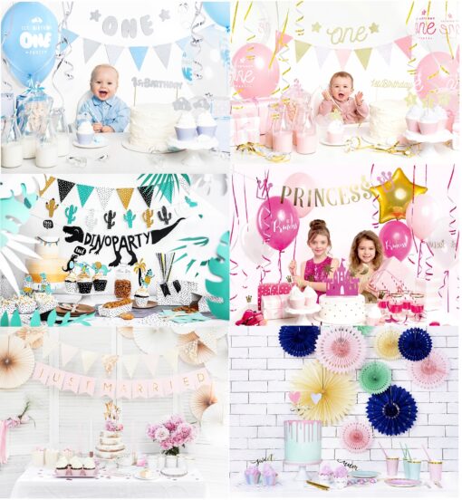 Girlanda 1 Urodziny Chłopca Roczek baby shower błękitna niebieska flagi - obrazek 10
