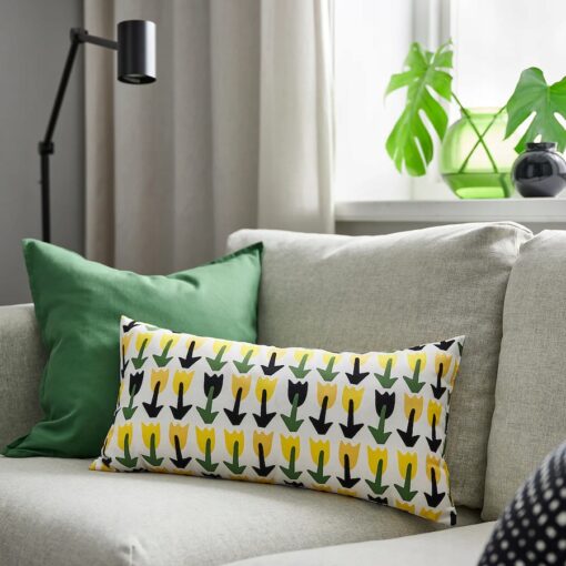 IKEA SANDMOTT Poduszka, zielony/żółty, 30x58 cm - obrazek 2