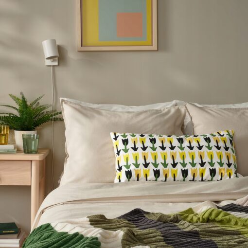 IKEA SANDMOTT Poduszka, zielony/żółty, 30x58 cm - obrazek 4
