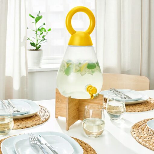 IKEA NABBFISK Słoik z kranikiem, przezroczysty/jaskrawożółty, 4 l - obrazek 5