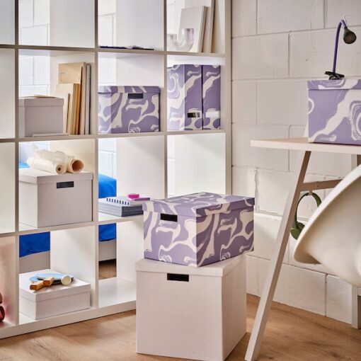 IKEA TJENA Segregator, wzór/liliowy biały - obrazek 2