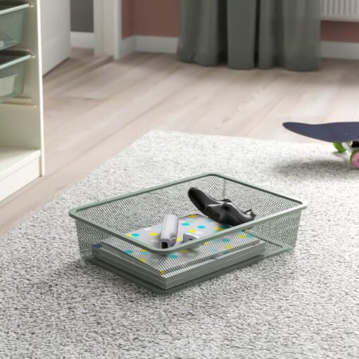 IKEA TROFAST PUDEŁKO SIATKOWE ZIELONOSZARY JASNY 42x30x10 CM - obrazek 2