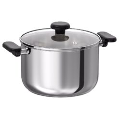 MIDDAGSMAT Garnek z pokrywką, szkło bezbarwne/stal nierdz, 5 l