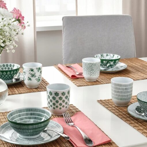 IKEA ENTUSIASM KUBEK BIAŁY/ZIELONY 220 ML 4 SZT. - obrazek 2