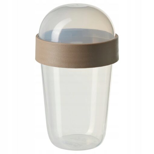 SPLITTERNY Pojemnik na przekąski, przezroczysty/ jasnoszaro-brązowy, 300 ml