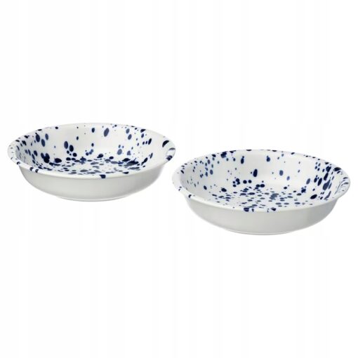 IKEA SILVERSIDA Talerz głęboki, wzór/niebieski, 19 cm/ 2szt.