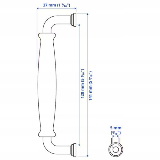 IKEA KLINGSTORP Uchwyt, czarny/chrom, 141 mm - obrazek 6