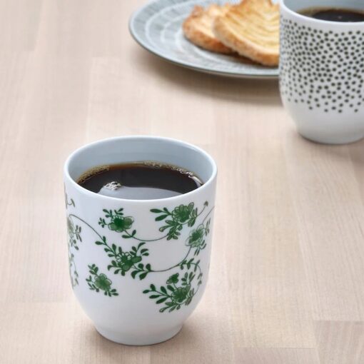 IKEA ENTUSIASM KUBEK BIAŁY/ZIELONY 220 ML 4 SZT. - obrazek 3