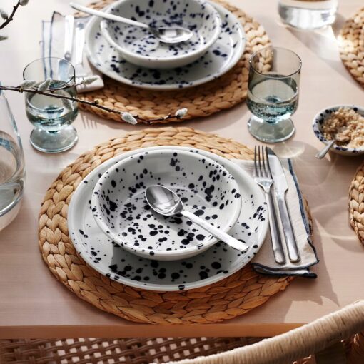 IKEA SILVERSIDA Talerz głęboki, wzór/niebieski, 19 cm/ 2szt. - obrazek 3