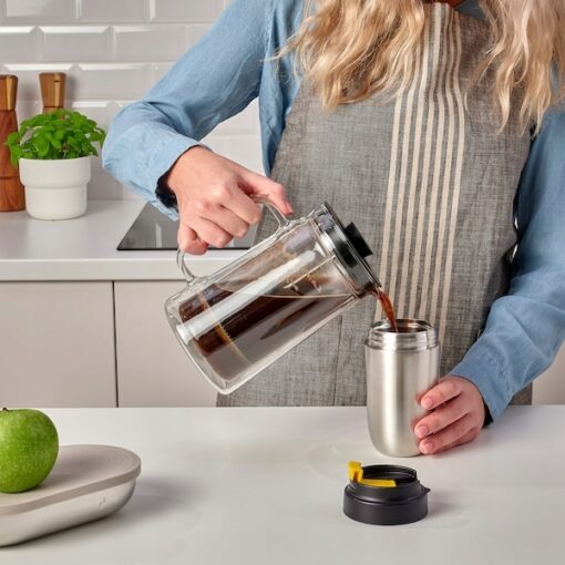 IKEA ENVALDIG TERMOKUBEK PODRÓŻNY, STAL NIERDZ/CZARNY, 350ML - obrazek 3
