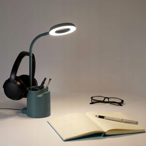 IKEA BRUNBAGE Lampa biurkowa LED z pojemnikiem można przyciemniać/turkusowy - obrazek 5