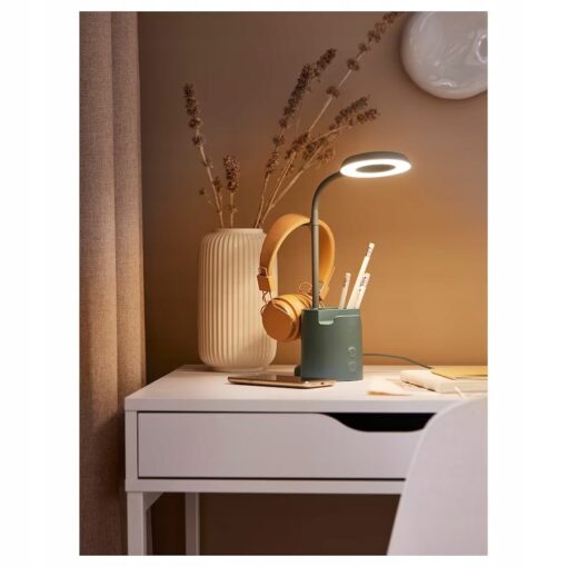 IKEA BRUNBAGE Lampa biurkowa LED z pojemnikiem można przyciemniać/turkusowy - obrazek 6