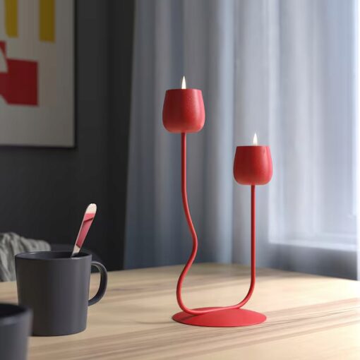 IKEA SILVERPARON Świecznik, jaskrawoczerwony, 29 cm - obrazek 4