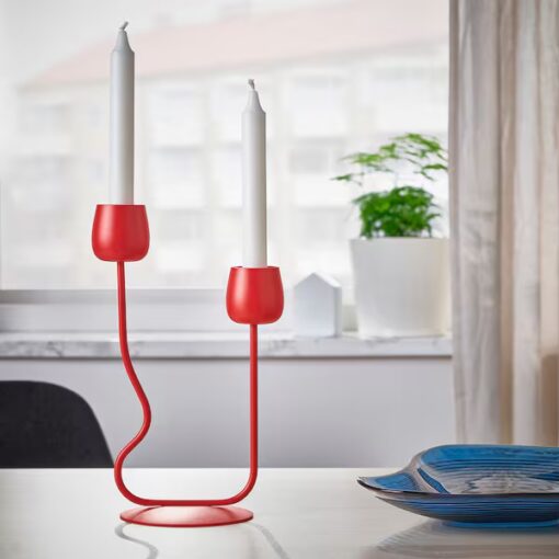 IKEA SILVERPARON Świecznik, jaskrawoczerwony, 29 cm - obrazek 3
