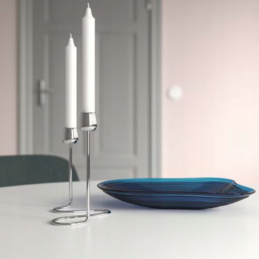 IKEA SILVERPARON Świecznik na 2 świece, srebrny, 20 cm - obrazek 2
