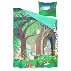 SKOGSDUVA Poszwa na kołdrę i poszewka,wielobarwny/wzór las,150x200/50x60 cm