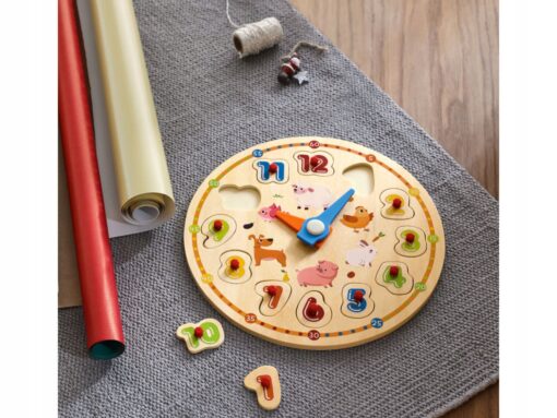 Playtive drewniana zabawka edukacyjna zegar do Nauki Cyferek Zwierzęta - obrazek 3