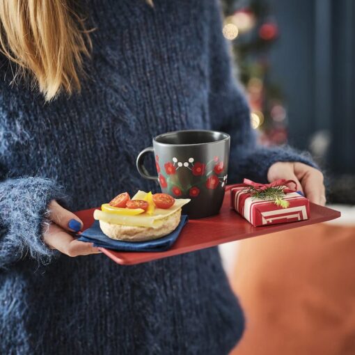 IKEA VINTERFINT Kubek, wzór w kwiaty ciemnoszary, 37 cl - obrazek 3