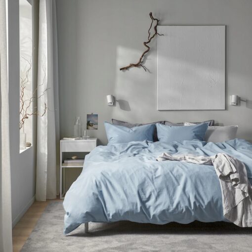 IKEA ANGSLILJA Poszwa na kołdrę i poszewka,niebieskoszary, 150x200/50x60 cm - obrazek 5