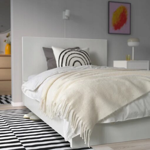 IKEA KLIPPOXEL Pled, kremowy, 130x170 cm - obrazek 4