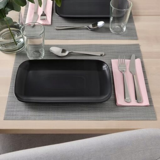 IKEA FARGKLAR TALERZ CIEMNY SZARY MAT 30x18CM 4SZT - obrazek 3