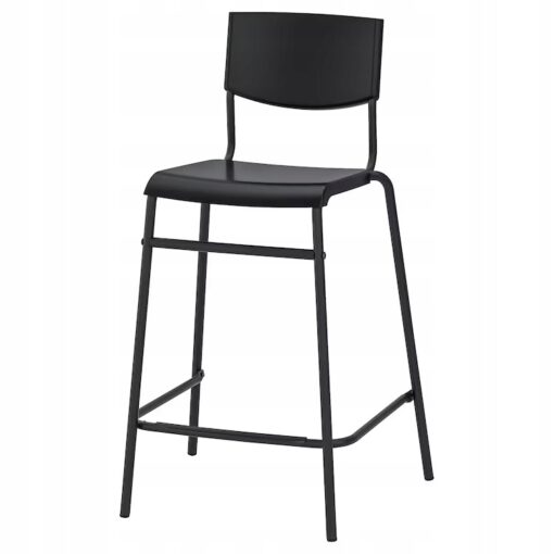 IKEA STIG STOŁEK BAROWY Z OPARCIEM CZARNY 63 CM