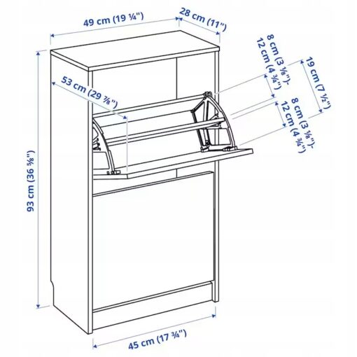 IKEA BISSA SZAFKA NA BUTY Z 2 PRZEGRODAMI BIAŁA - obrazek 5