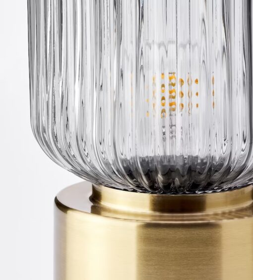 IKEA SOLKLINT LAMPA STOŁOWA MOSIĄDZ/SZKŁO 28CM - obrazek 3