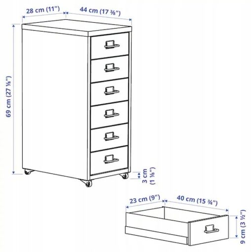 KOMODA NA KÓŁKACH SZAFKA BIAŁA IKEA HELMER 28x69 - obrazek 6