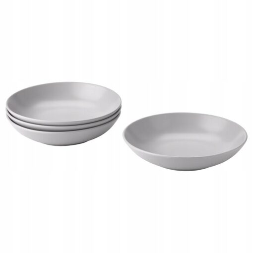 IKEA FARGKLAR TALERZ GŁĘBOKI SZARY MAT 23 CM 4 SZT