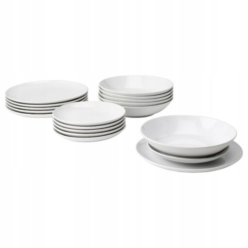 IKEA GODMIDDAG SERWIS OBIADOWY KOMPLET TALERZY BIAŁY 18 SZT.