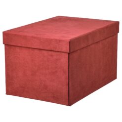 IKEA GJATTA POJEMNIK Z POKRYWKĄ AKSAMIT BRĄZ/CZERW