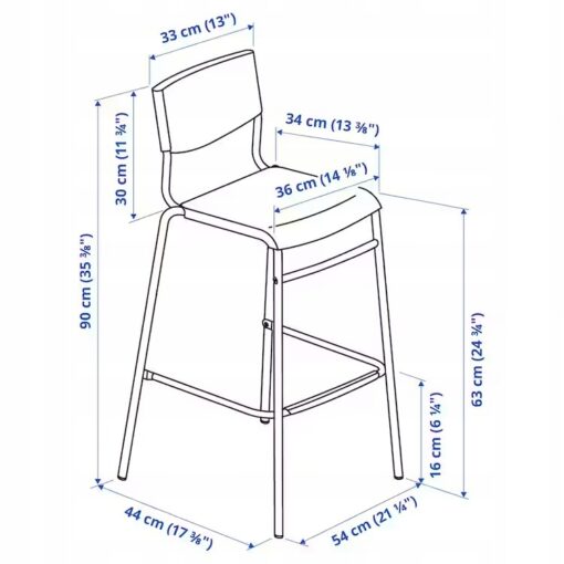 IKEA STIG STOŁEK BAROWY Z OPARCIEM CZARNY 63 CM - obrazek 6