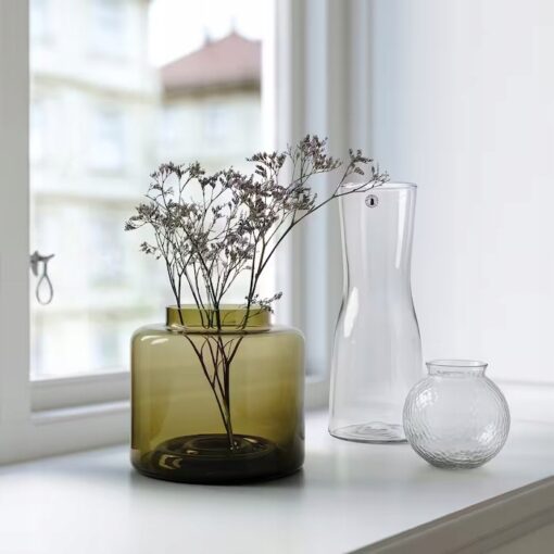 IKEA KONSTFULL WAZON SZKLANY ZIELONY/BRĄZ 16 CM - obrazek 2