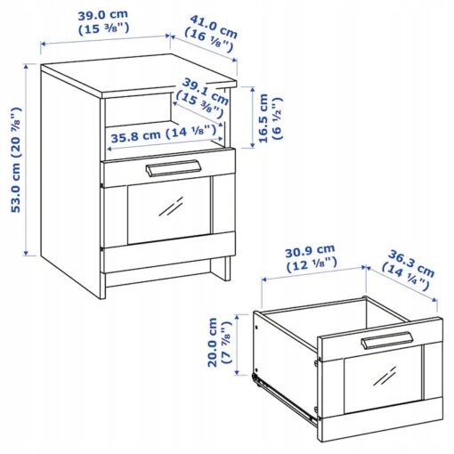IKEA BRIMNES STOLIK NOCNY Z SZUFLADĄ BIAŁY 39x41cm - obrazek 5