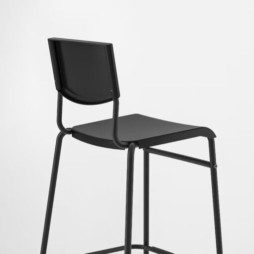 IKEA STIG STOŁEK BAROWY Z OPARCIEM CZARNY 63 CM - obrazek 4