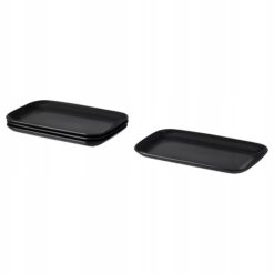 IKEA FARGKLAR TALERZ CIEMNY SZARY MAT 30x18CM 4SZT